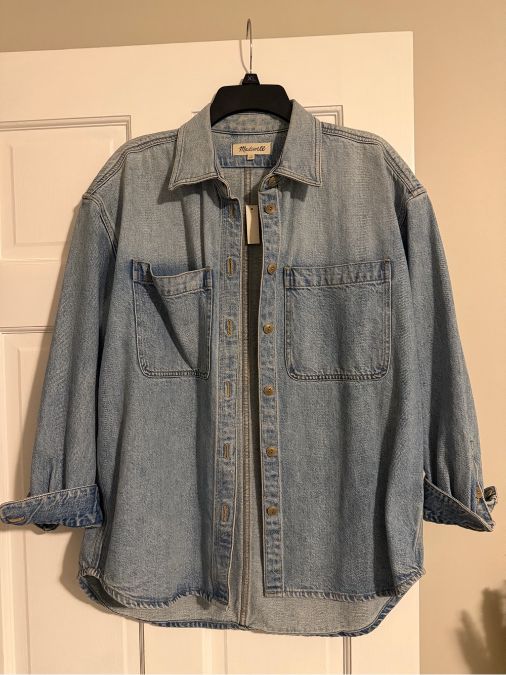 Madewell Pale Blue Denim Shacket with Front Pockets